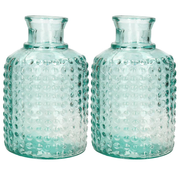 Atmosphera bloemenvaas - 2x - Apotheker Fles model - transparant - 3D glas - H20 x D12 cm - Vazen