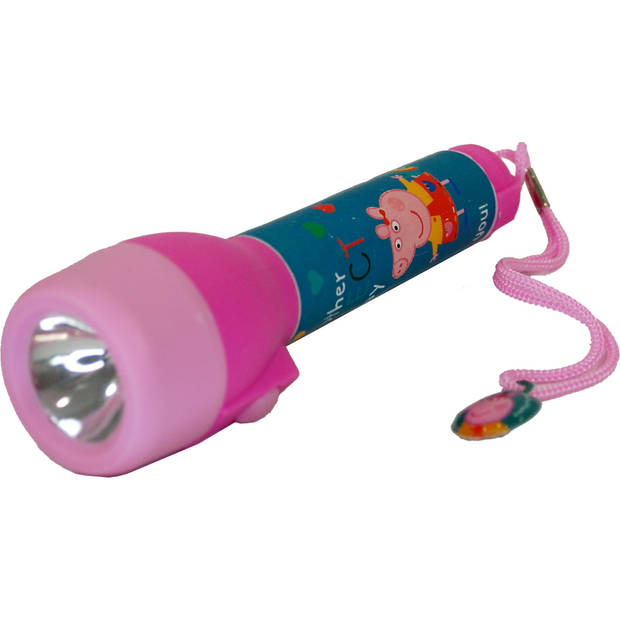 Peppa Pig kinder zaklamp/leeslamp - roze/blauw - kunststof - 16 x 4 cm - Kinder zaklampen
