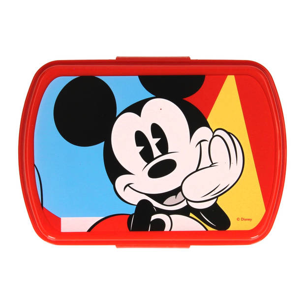 Disney Mickey MouseA broodtrommel/lunchbox voor kinderen - blauw - kunststof - 20 x 10 cm - Lunchboxen