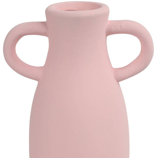 Countryfield Amphora vaas - 2x stuks - roze terracotta - D12 x H20 cm - Vazen