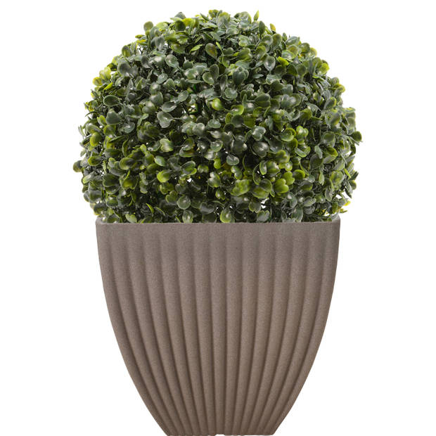 Pro Garden hoge plantenpot/bloempot - 2x - Tuin - kunststof - lichtgrijs - D40 x H42 cm - Plantenpotten