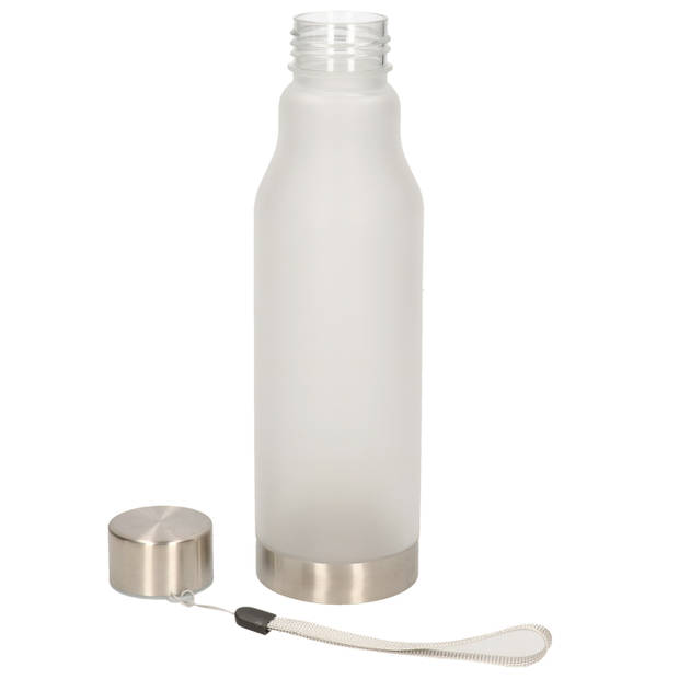 Waterfles/drinkfles/sportfles - transparant - kunststof/rvs - 600 ml - Drinkflessen