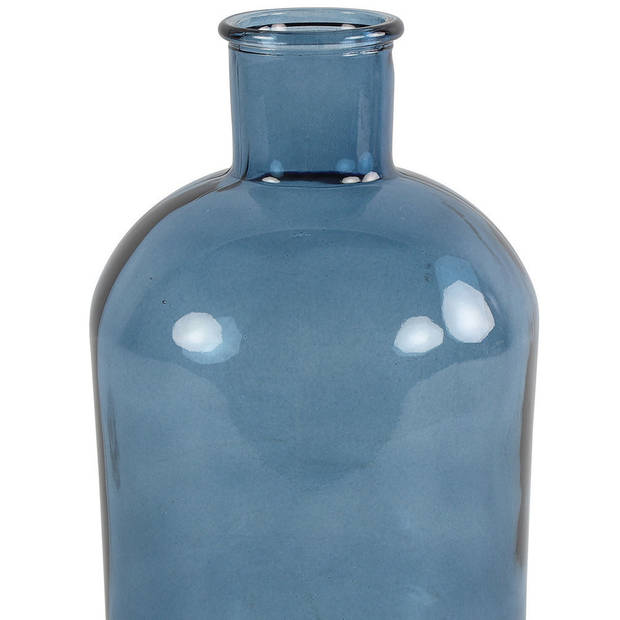 Countryfield vaas - 2x stuks - zeeblauw glas - fles - D17 x H31 cm - Vazen