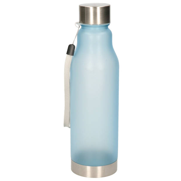 Waterfles/drinkfles/sportfles - lichtblauw - kunststof/rvs - 600 ml - Drinkflessen