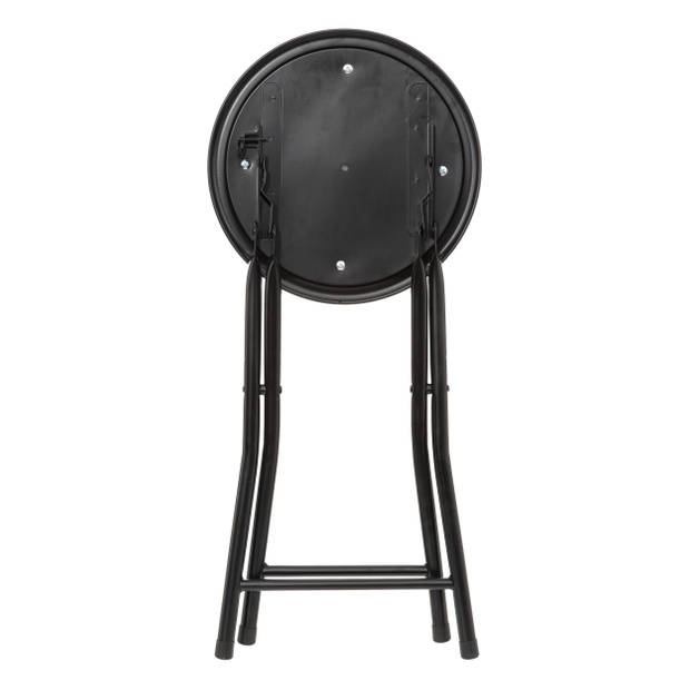 5Five Bijzet krukje/stoel - Opvouwbaar - zwart fluweel - 29 x 45 cm - Krukjes