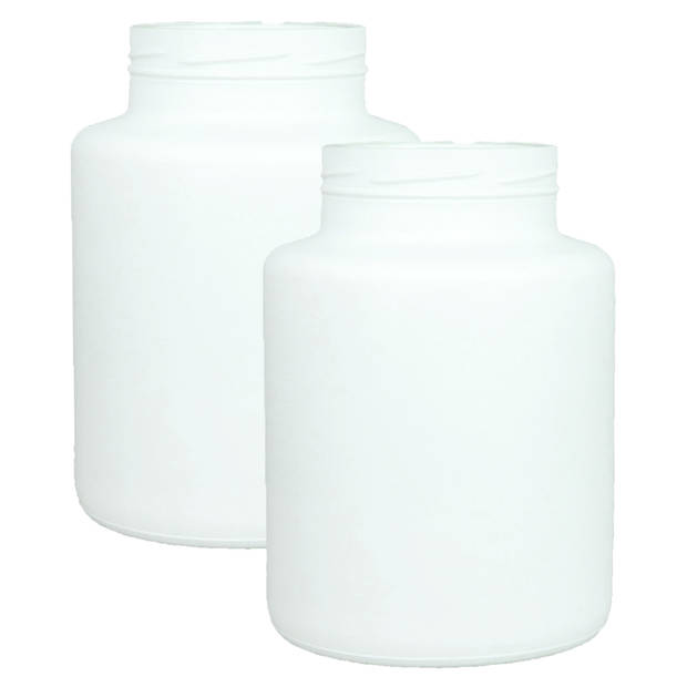 Set van 2x bloemenvazen - mat wit glas - H20 x D14.5 cm - Vazen