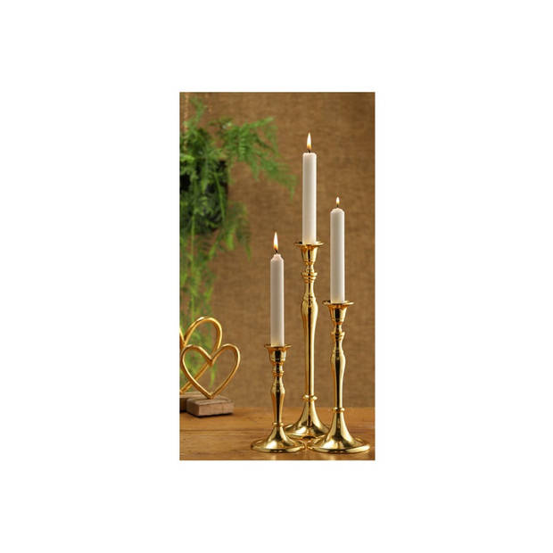 Set van 2x kaarsenhouders/kandelaars klassiek goud metaal 17 en 24 cm - kaars kandelaars
