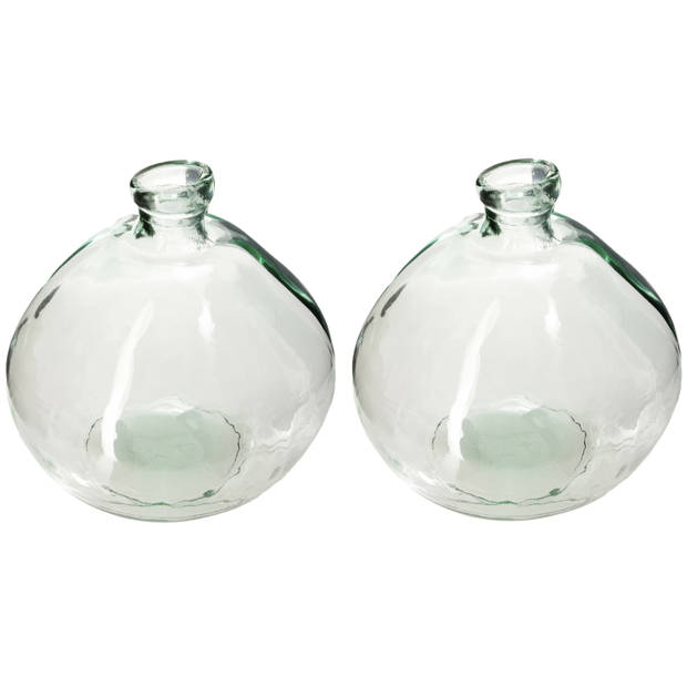 Atmosphera bloemenvaas - 2x - Organische bol fles vorm - helder transparant - glas - H22 x D21 cm - Vazen