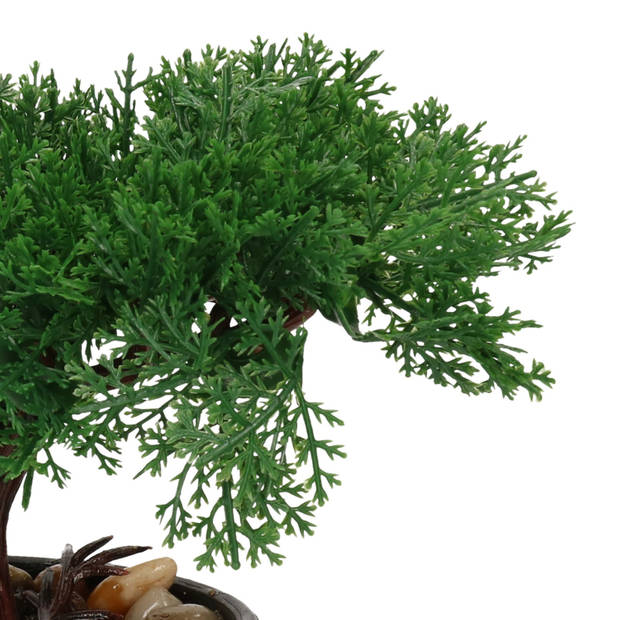 H&S Collection Kunstplant Bonsai boompje in pot - Japans decoratie - 19 cm - Type Moss - Kunstplanten