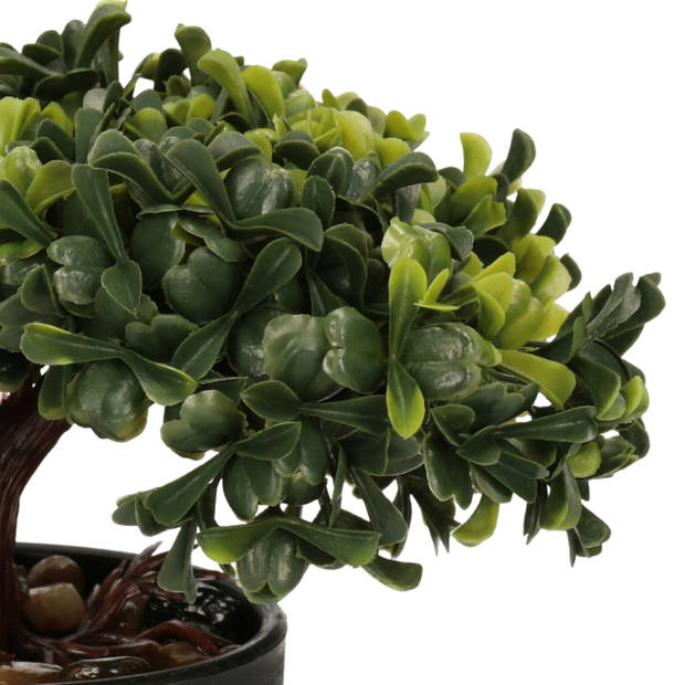 H&S Collection Kunstplant Bonsai boompje in pot - 2x - Japans decoratie - 19 cm - Type Bright - Kunstplanten