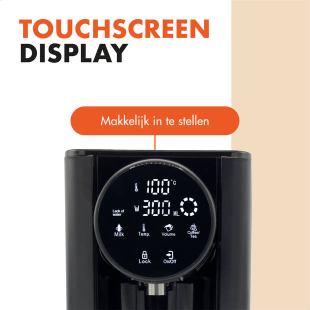 Studio Linea Luxe Heetwaterdispenser - Touch Display - 2.7 Liter Afneembaar Reservoir - Temperatuurregeling - SLWK60BK