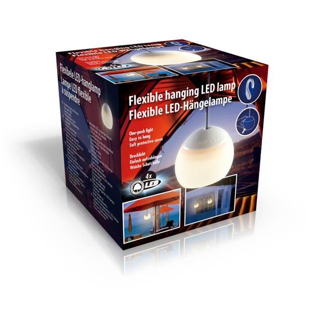 Flexibele LED Hanglamp - H x Ø: 80 x 100 MM - 4 LEDS - 25 CM Snoer met Haak