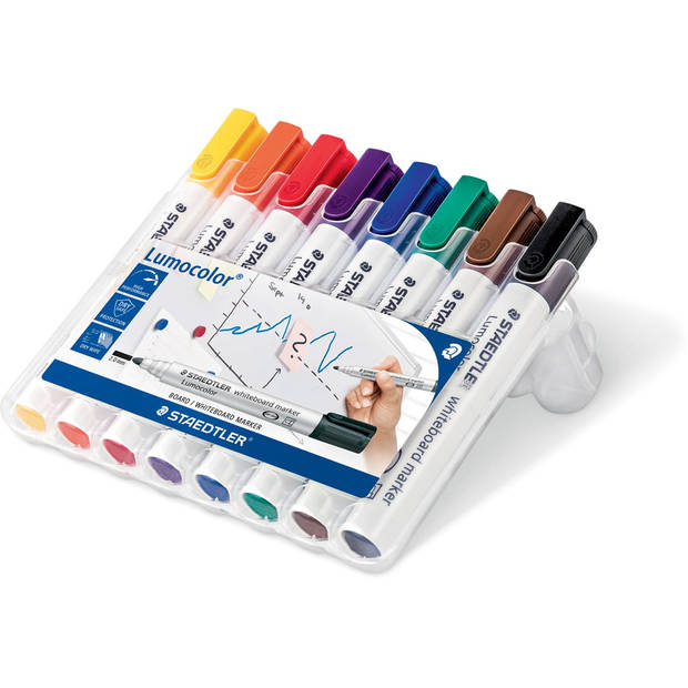 Staedtler whiteboardmarker Lumocolor, etui van 8 stuks in geassorteerde kleuren