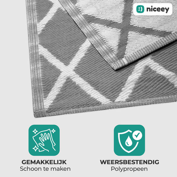 Niceey Buitenkleed - Tuintapijt - 120x180cm - Grijs/Wit