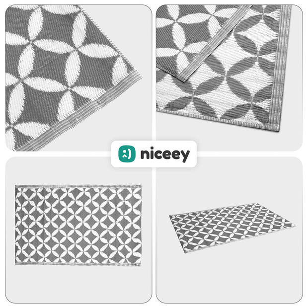 Niceey Buitenkleed - Tuintapijt - 120x180cm - Grijs/Wit