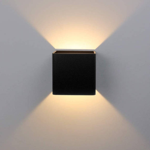 Highlight Wandlamp Stretto 6 Watt 10x10 cm zwart goud