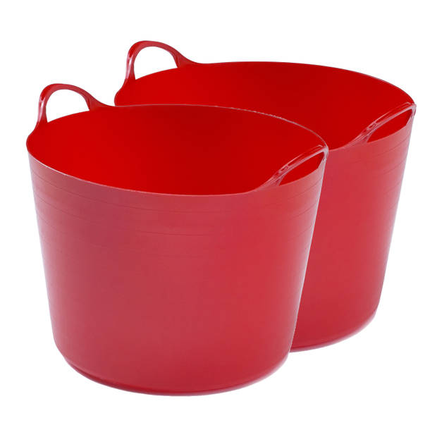 2x stuks flexibele emmers - 39 liter - Kunststof - Rood - 43 x 49 x 37 cm - Wasmanden