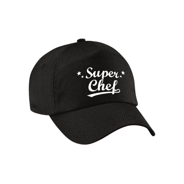 Super chef pet /cap zwart voor volwassenen - chef / baas cadeau - Verkleedhoofddeksels