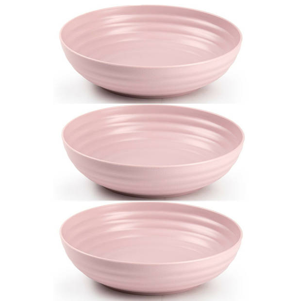 Set van 6x kommetjes/schaaltjes - Dessert/ontbijt - Kunststof - D22 cm - Oudroze - Kommetjes