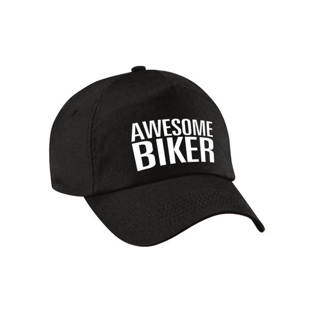 Awesome biker pet / cap zwart voor volwassenen - Geweldige motorrijder cadeau - Verkleedhoofddeksels