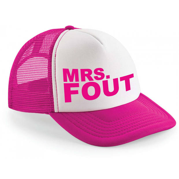 Bellatio Decorations foute party snapback/cap - mrs.fout - roze/wit - pet - dames - feestkleding - Verkleedhoofddeksels