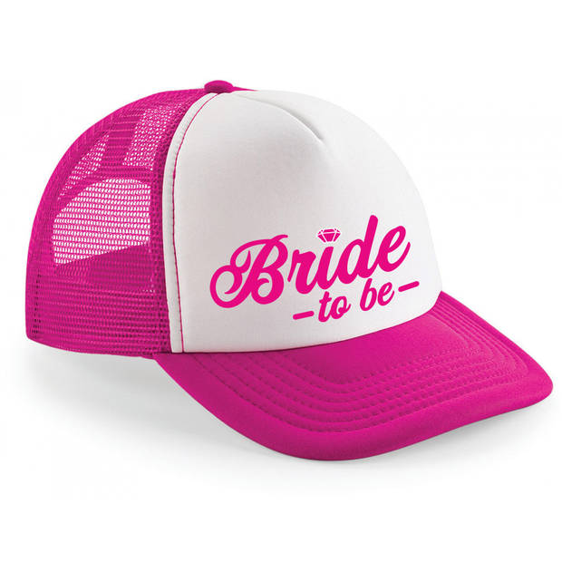 Bellatio Decorations vrijgezellenfeest pet voor dames - Bride to be - roze/wit - snapback cap - Verkleedhoofddeksels