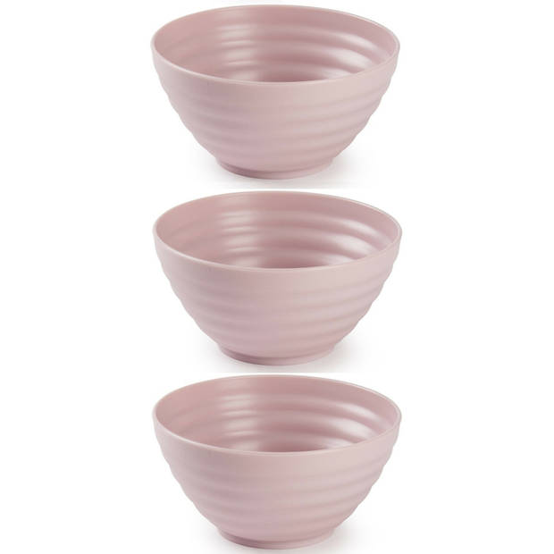 Set van 6x kommetjes/schaaltjes - Dessert/ontbijt - Kunststof - D14 cm - Oudroze - Kommetjes