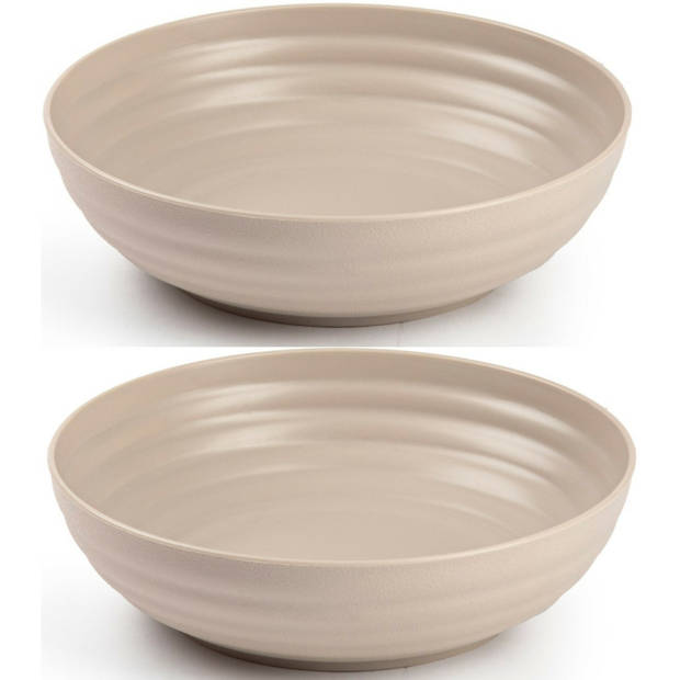 Set van 4x kommetjes/schaaltjes - Dessert/ontbijt - Kunststof - D22 cm - Taupe - Kommetjes