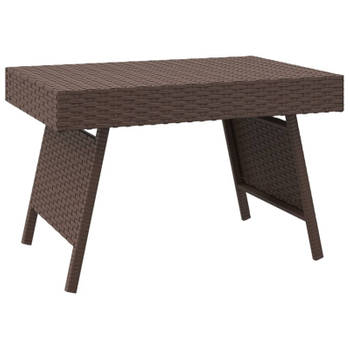 vidaXL Bijzettafel inklapbaar 60x40x38 cm poly rattan bruin