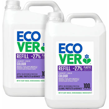 Ecover - Navulling Vloeibaar Wasmiddel Color - Appelbloesem & Freesia - 2 x 5 L - Voordeelverpakking