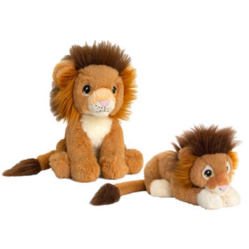 Keel Toys - Pluche knuffel dieren set 2x leeuwen 25 en 35 cm - Knuffeldier