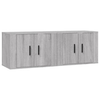 vidaXL Tv-wandmeubels 2 st 57x34,5x40 cm grijs sonoma eikenkleurig