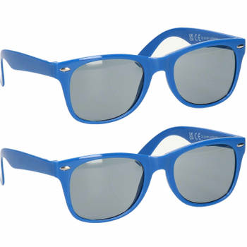 Hippe feest zonnebril met blauw montuur 2x stuks - Verkleedbrillen
