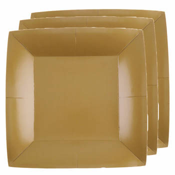 Santex feest gebak/taart bordjes - goud - 10x stuks - karton - 18 cm - Feestbordjes