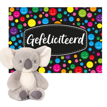 Keel toys - Cadeaukaart Gefeliciteerd met knuffeldier koala 14 cm - Knuffeldier