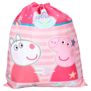 Peppa Pig gymtas/rugzak/rugtas voor kinderen - roze - polyester - 44 x 37 cm - Gymtasje - zwemtasje