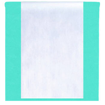 Feest tafelkleed met loper op rol - azuurblauw/wit - 10 meter - Feesttafelkleden