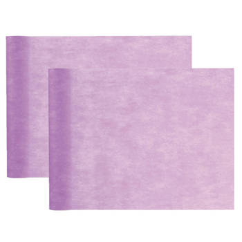 Santex Tafelloper op rol - 2x - polyester - lila paars - 30 cm x 10 m - Feesttafelkleden