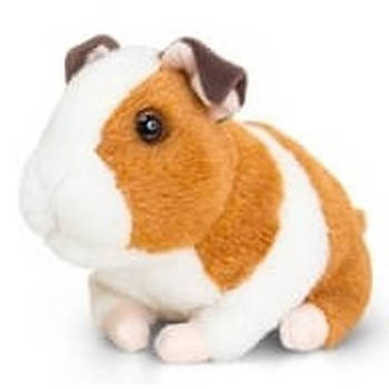 Keel Toys pluche cavia knuffel bruin/wit met geluid 16 cm - Knuffel huisdieren