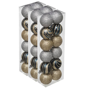 36x stuks kerstballen mix goud/zilver glans/mat/glitter kunststof 4 cm - Kerstbal