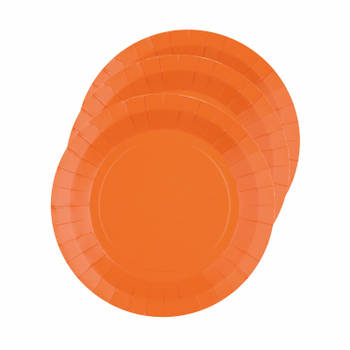 Santex feest gebak/taart bordjes - oranje - 30x stuks - karton - D17 cm - Feestbordjes