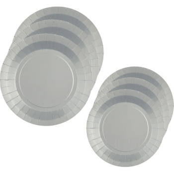 Santex Feest borden set - 40x stuks - zilver - 17 cm en 22 cm - Feestbordjes