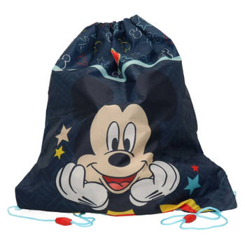 Disney Mickey Mouse gymtas/rugzak/rugtas voor kinderen - blauw - polyester - 44 x 37 cm - Gymtasje - zwemtasje