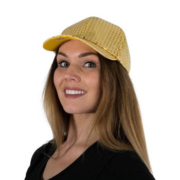 Disco cap/ pet met gouden pailletten - Verkleedhoofddeksels