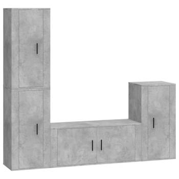 vidaXL 4-delige Tv-meubelset bewerkt hout betongrijs