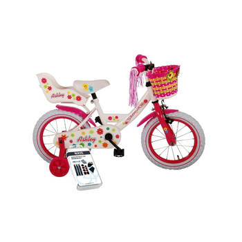 Volare Kinderfiets Ashley - 14 inch - Rood/Wit - Inclusief WAYS Bandenplakset