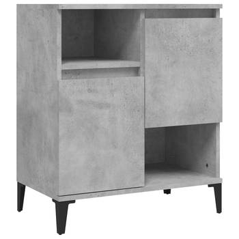 The Living Store Dressoir Bewerkt Hout - Betongrijs - 60x35x70 cm - Voldoende Opbergruimte - Weergavefunctie