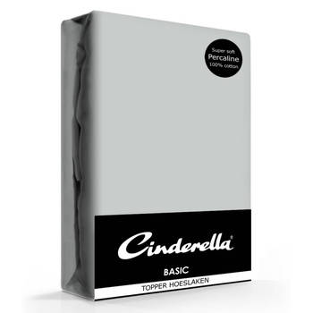 Cinderella Topper Hoeslaken Basic Percaline Light Grey-200 x 220 cm