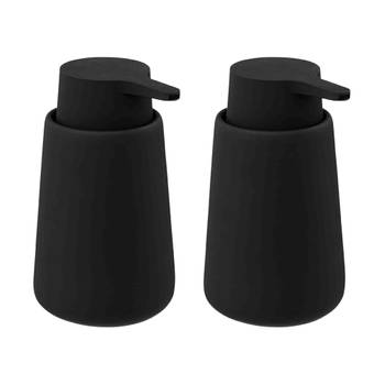 2x Stuks Zeeppompjes/zeepdispensers van keramiek - zwart - 250 ml - Zeeppompjes