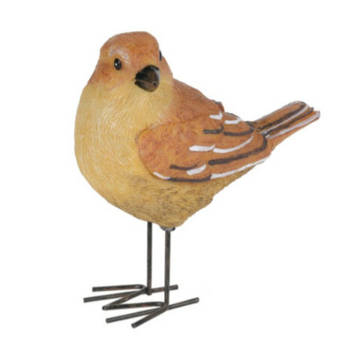 Decoratie Tuinbeeld vogeltje - lijster - metaal - 10 cm - Tuinbeelden